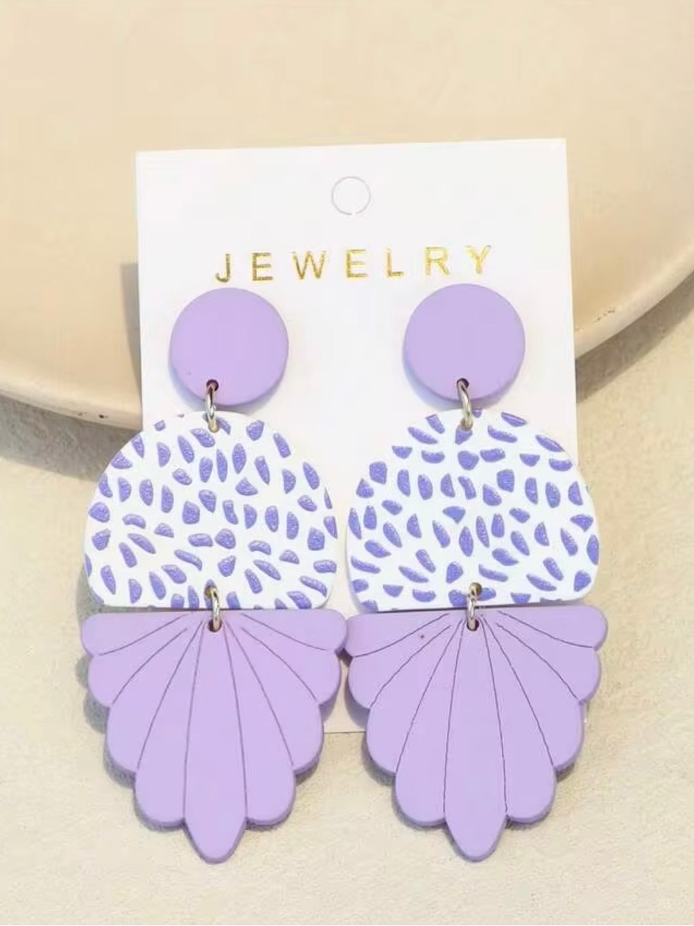 NWT Lavender Statement Drop Earrings - Lilac and White